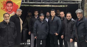 حضور بسیجیان پایگاه شهید چمران در مراسم تشییع شهیدان کریمی و آقازاده
